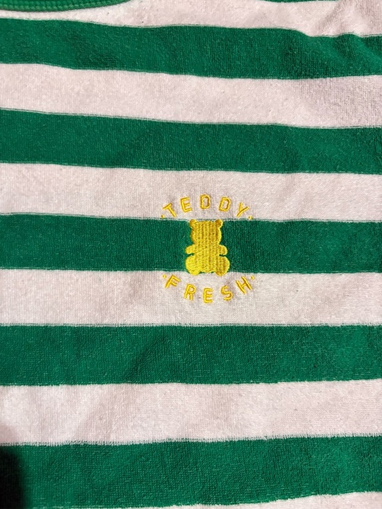 Teddy Fresh Other - Green & White Striped Tee with Yellow Teddy Embroidery